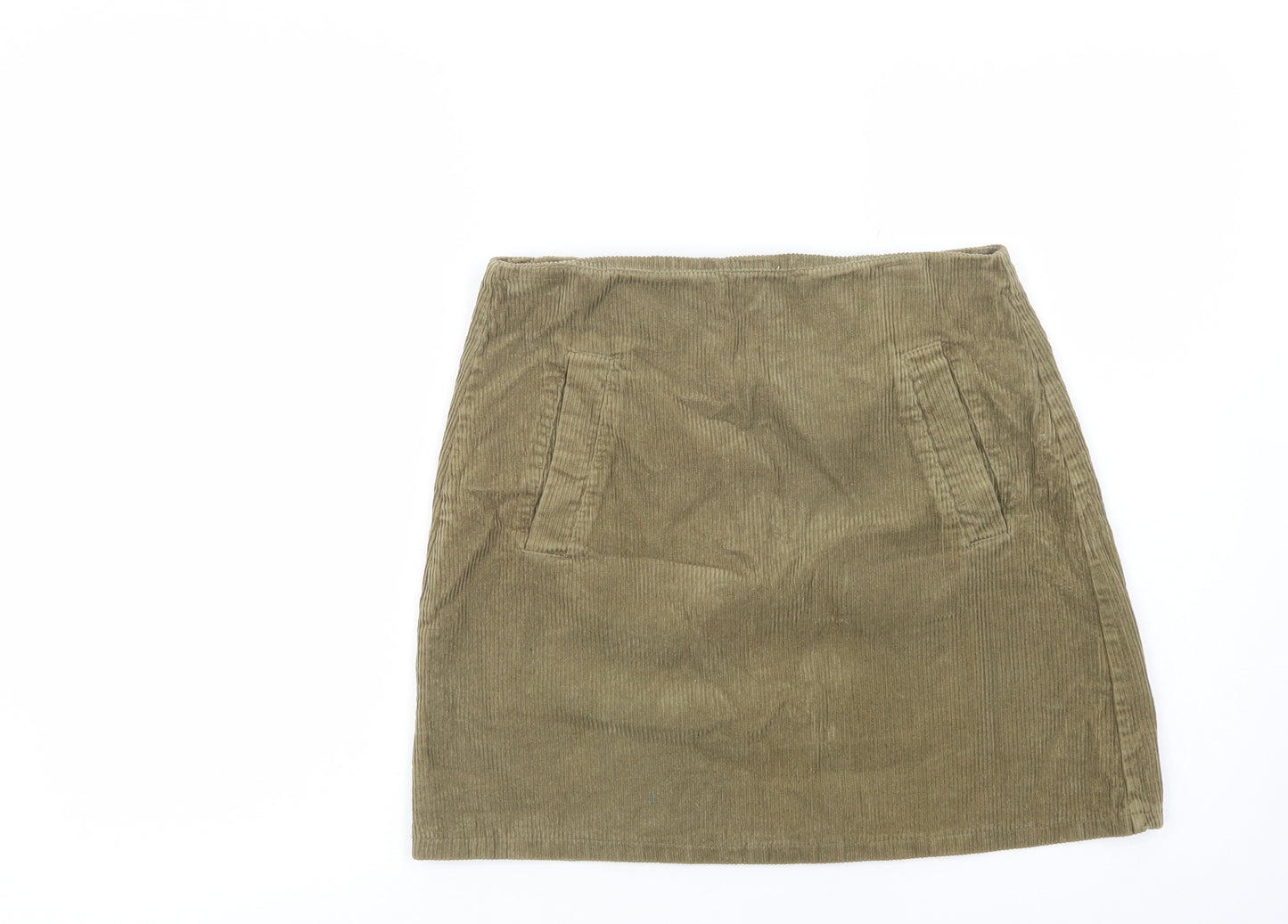 New Look Womens Green  Cotton Mini Skirt Size 8   Zip