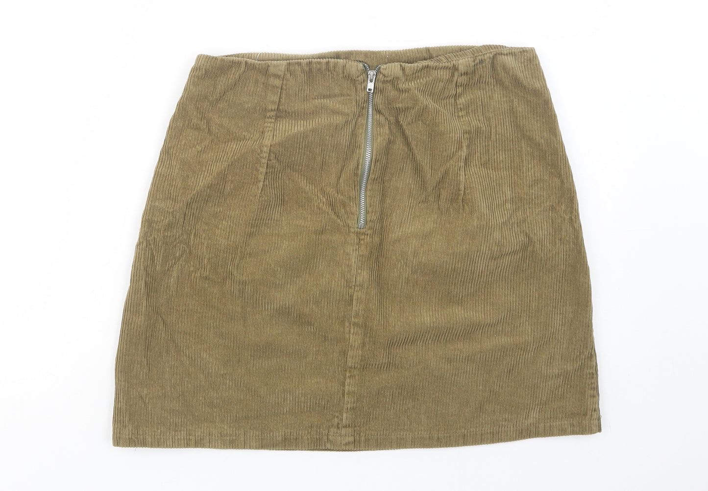 New Look Womens Green  Cotton Mini Skirt Size 8   Zip