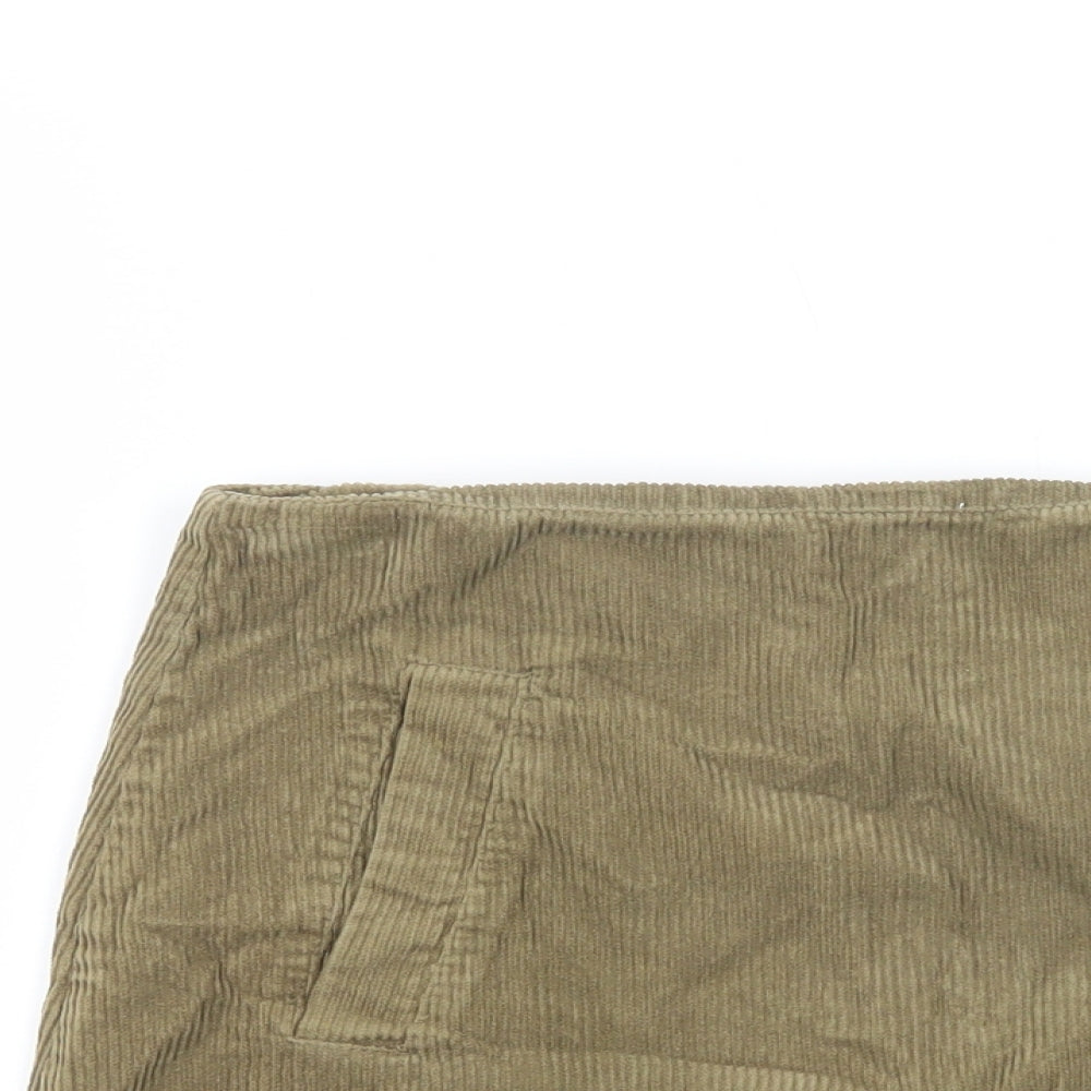 New Look Womens Green  Cotton Mini Skirt Size 8   Zip