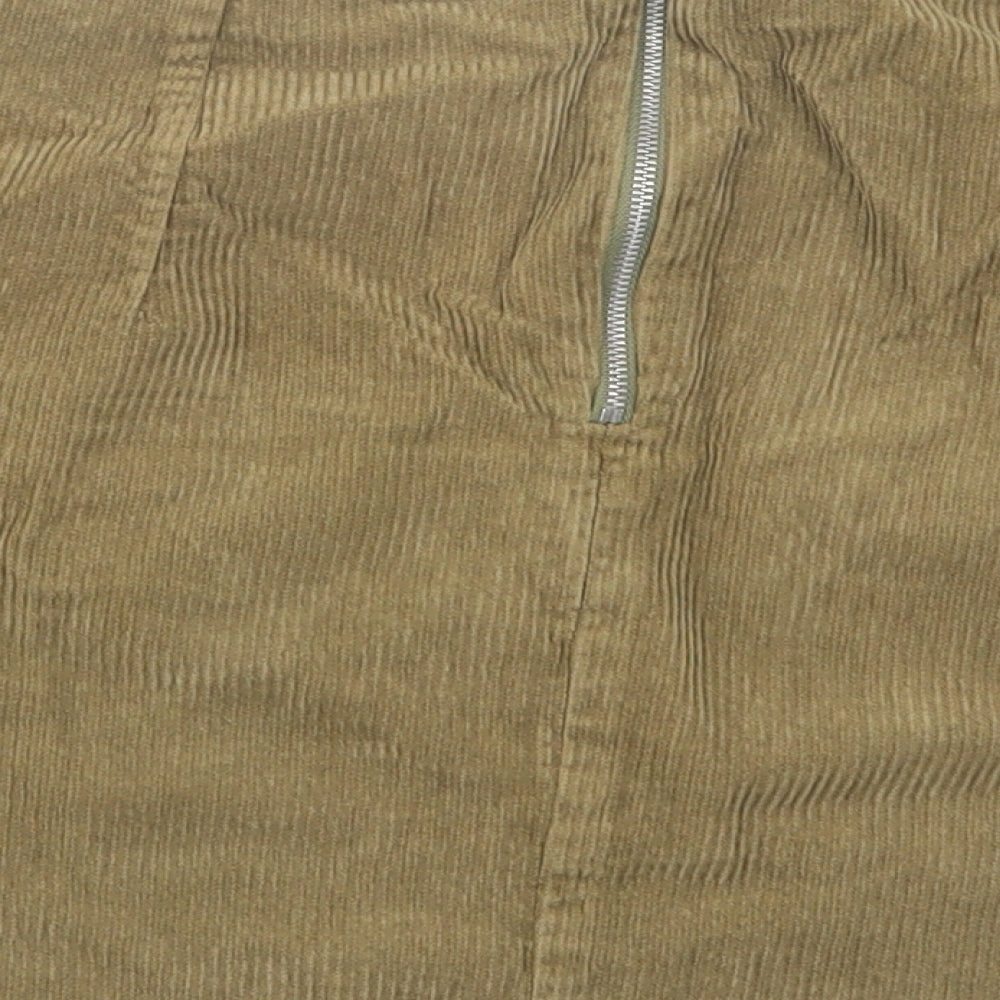 New Look Womens Green  Cotton Mini Skirt Size 8   Zip