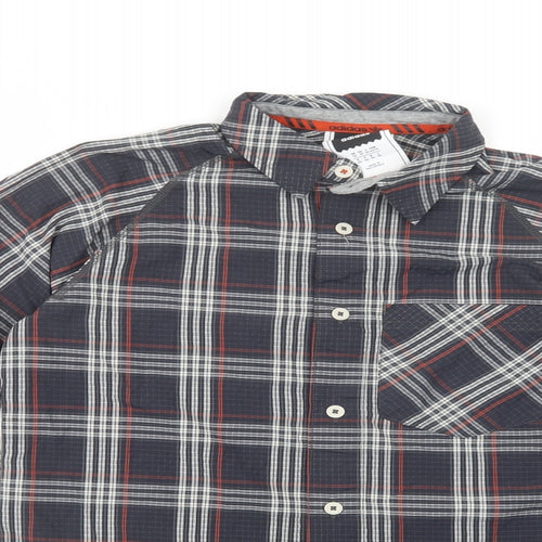 adidas Mens Grey Plaid Nylon  Button-Up Size XS Collared Button