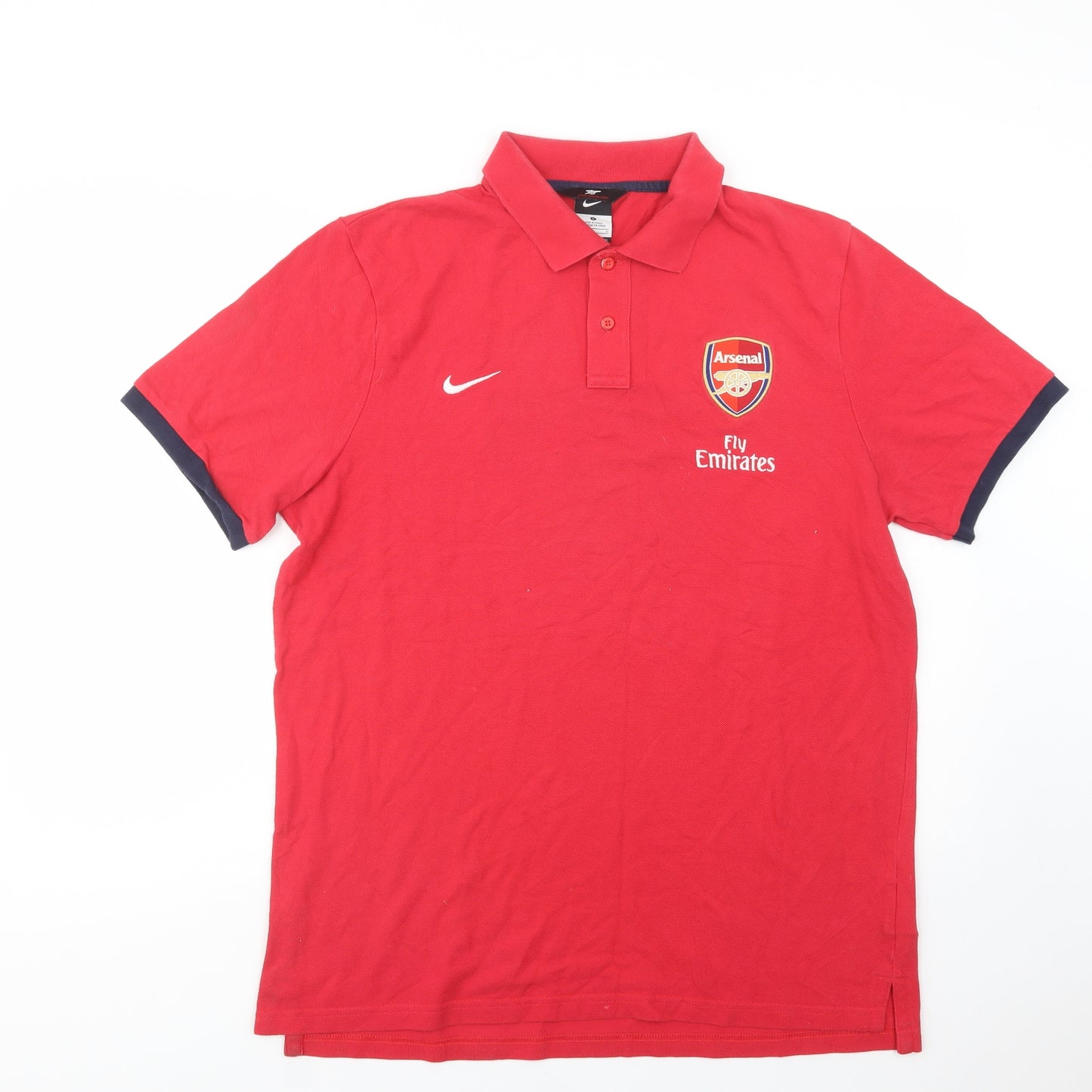 Nike Mens Red  Cotton  Polo Size L Collared Button - Arsenal FC