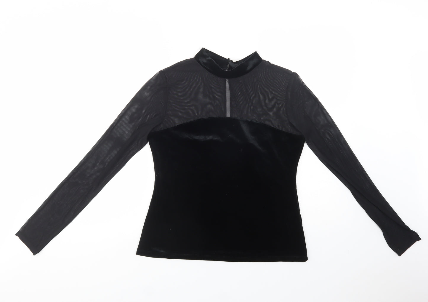 H&M Womens Black  Polyester Basic Blouse Size L Mock Neck