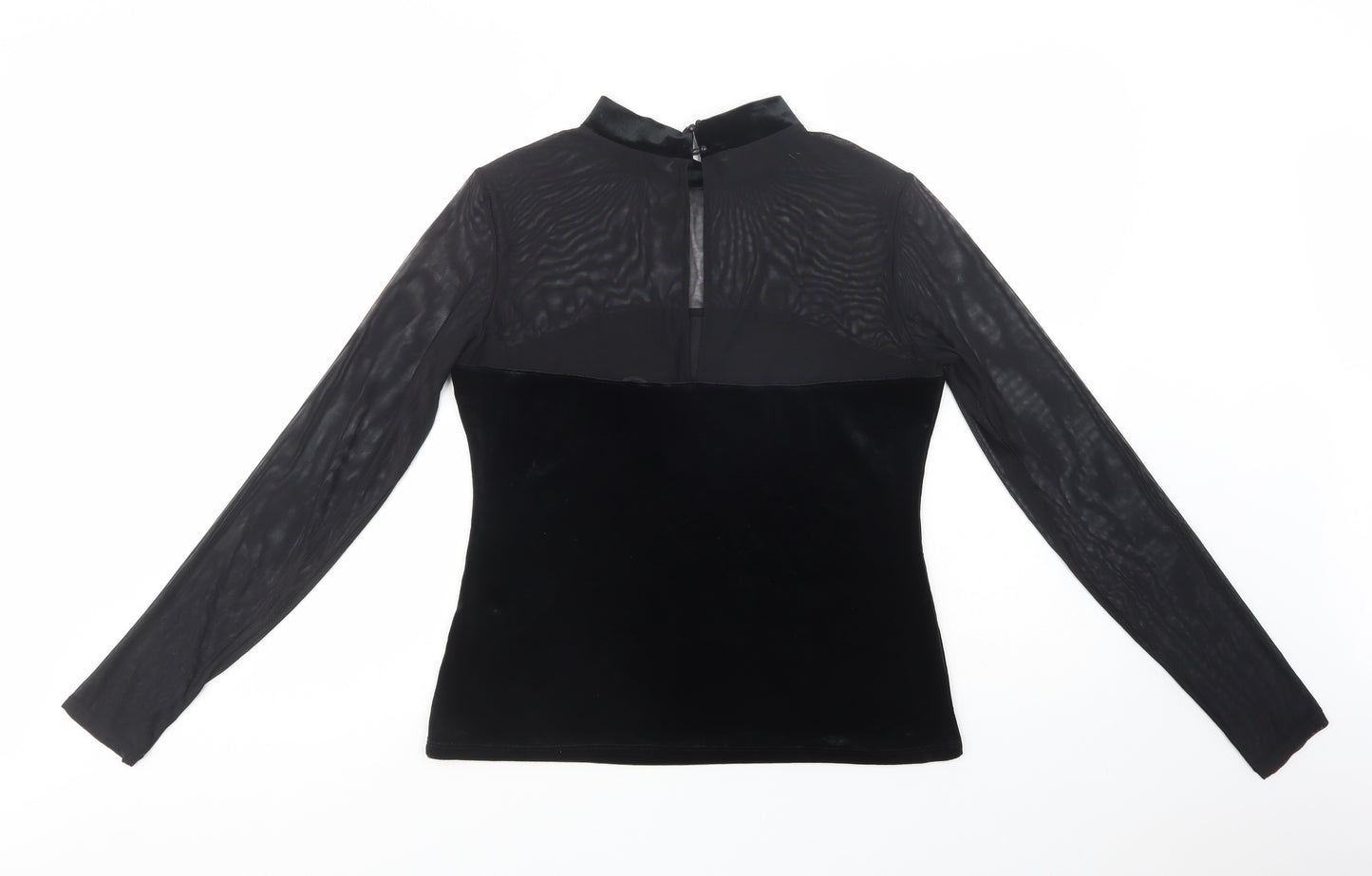 H&M Womens Black  Polyester Basic Blouse Size L Mock Neck
