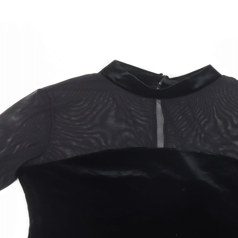 H&M Womens Black  Polyester Basic Blouse Size L Mock Neck
