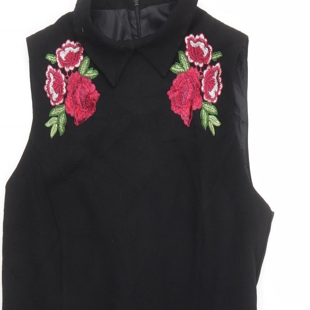 Papaya Womens Black  Polyester Fit & Flare  Size 12  Collared Zip