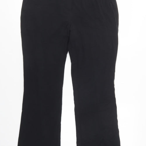 Marks and Spencer Womens Black  Viscose Dress Pants Trousers Size 12 L31 in Regular Button