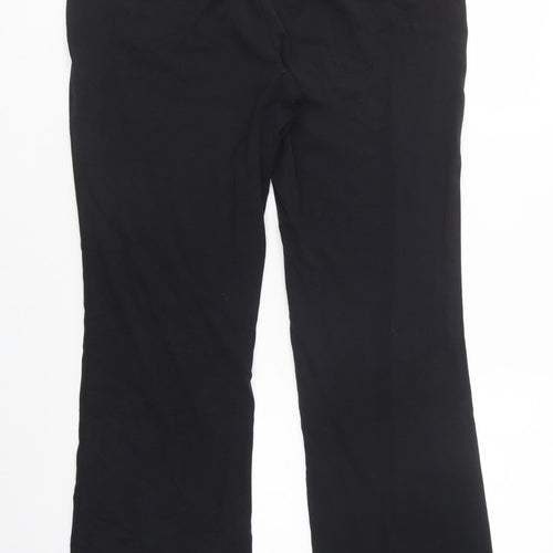 Marks and Spencer Womens Black  Viscose Dress Pants Trousers Size 12 L31 in Regular Button
