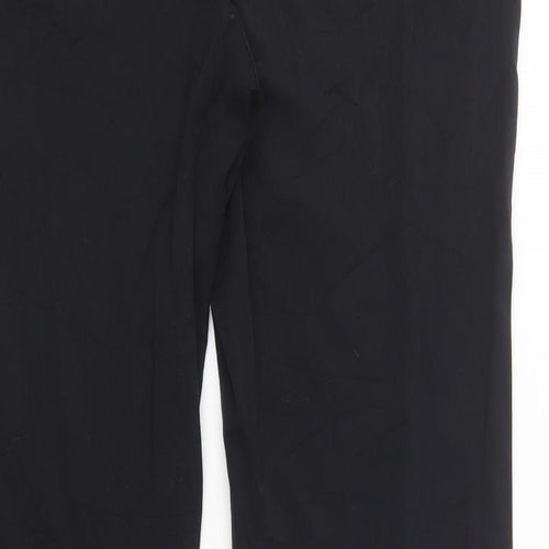 Marks and Spencer Womens Black  Viscose Dress Pants Trousers Size 12 L31 in Regular Button