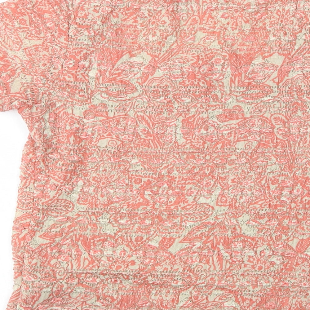 East 5th Womens Pink Floral Polyester Basic Blouse Size M Square Neck