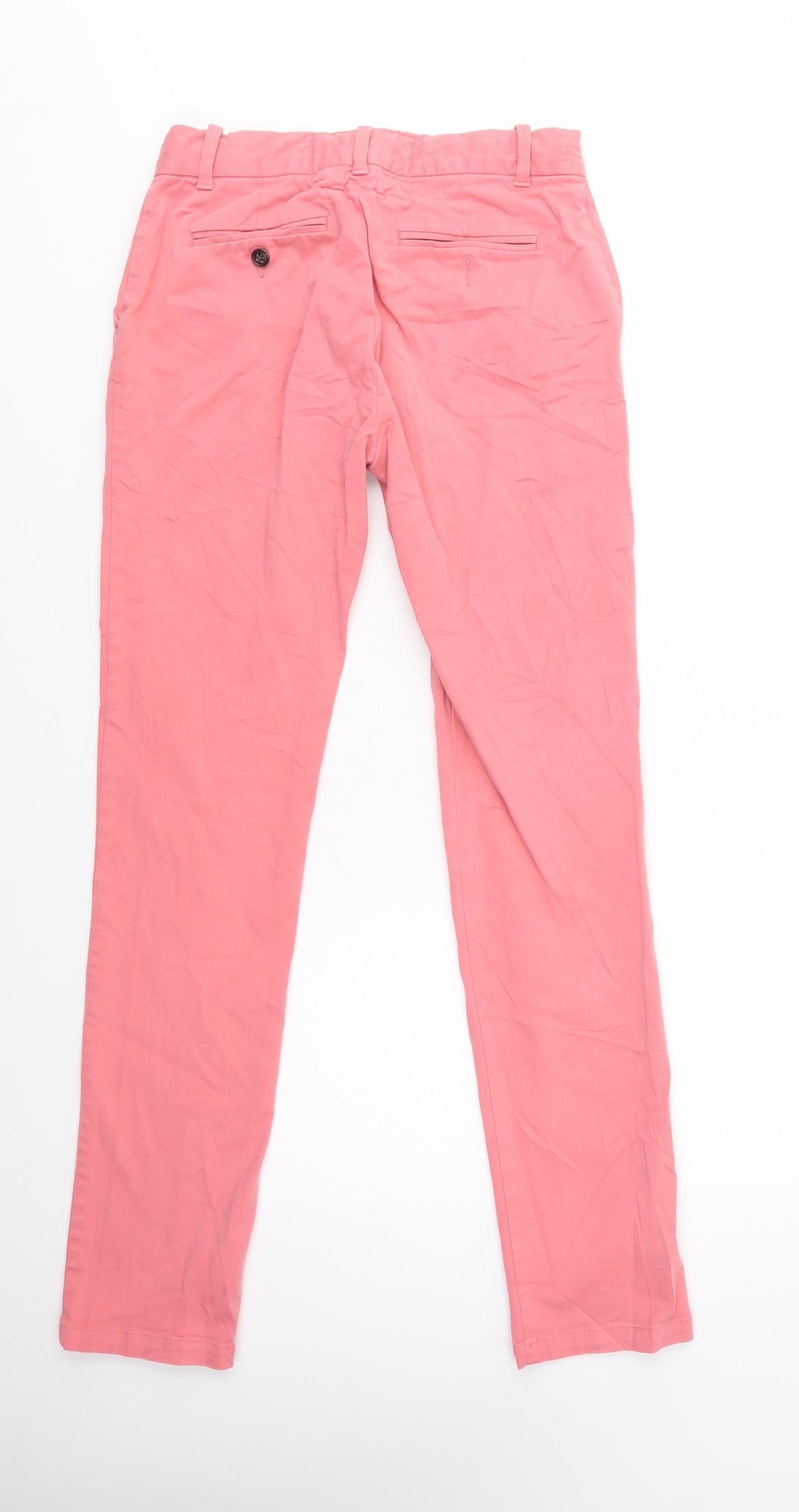 AUBIN & WILLS Womens Pink  Cotton Chino Trousers Size 8 L33 in Regular Button