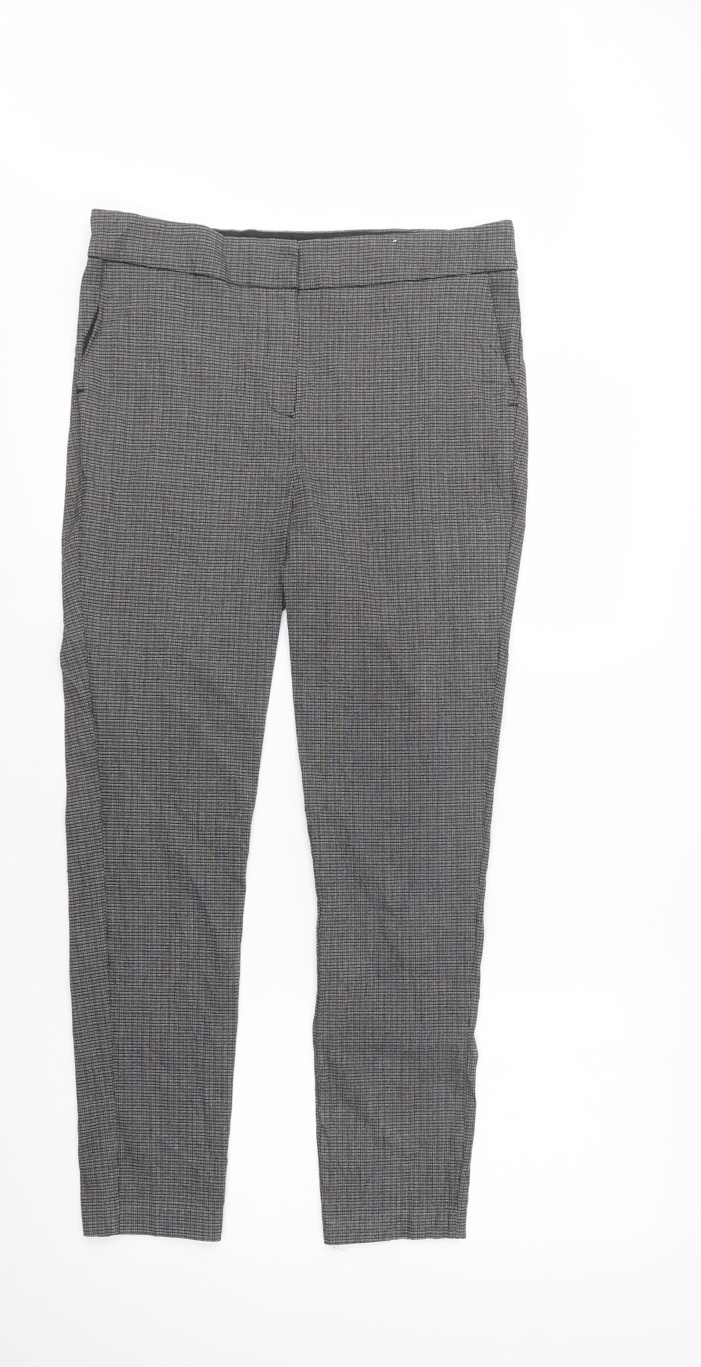 TU Womens Grey Plaid Viscose Jegging Trousers Size 14 L28 in Regular Button