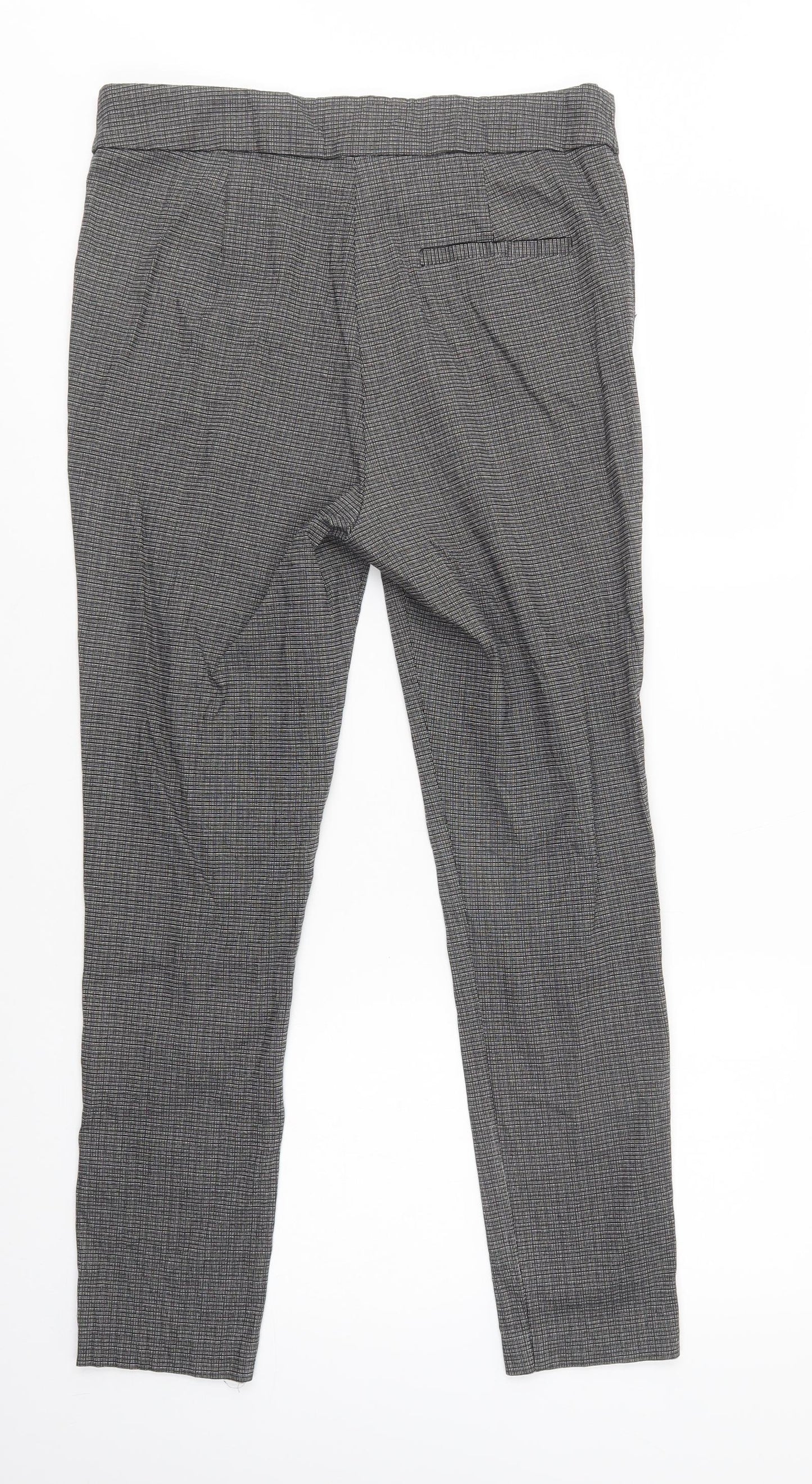 TU Womens Grey Plaid Viscose Jegging Trousers Size 14 L28 in Regular Button