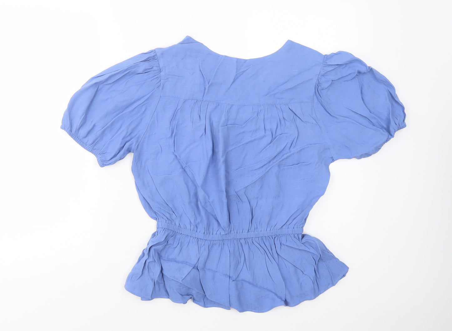 Marks and Spencer Womens Blue  Viscose Basic Blouse Size 10 V-Neck