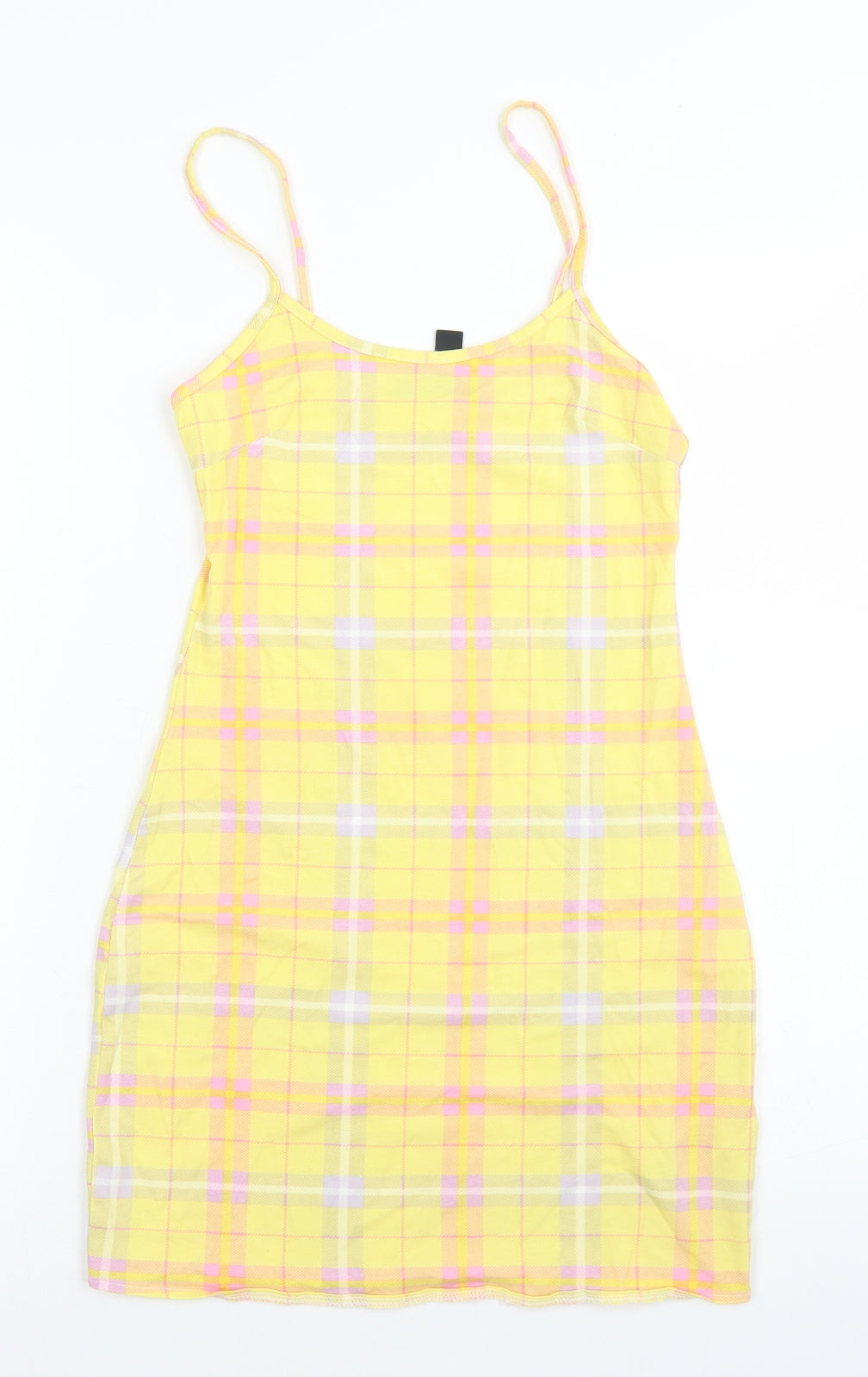 New Look Girls Yellow Plaid Cotton Pencil Dress  Size 10-11 Years  Round Neck