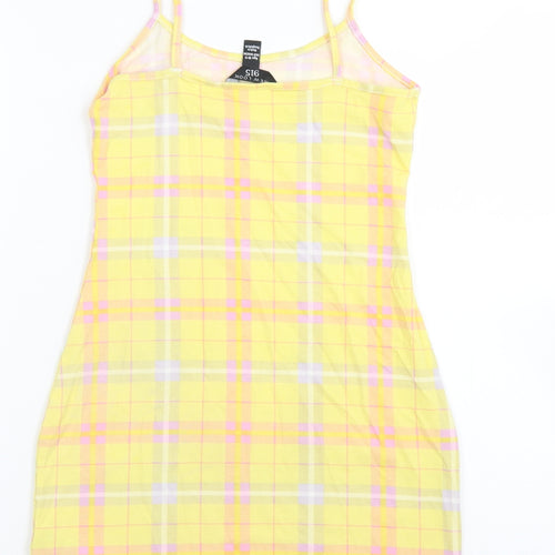 New Look Girls Yellow Plaid Cotton Pencil Dress  Size 10-11 Years  Round Neck