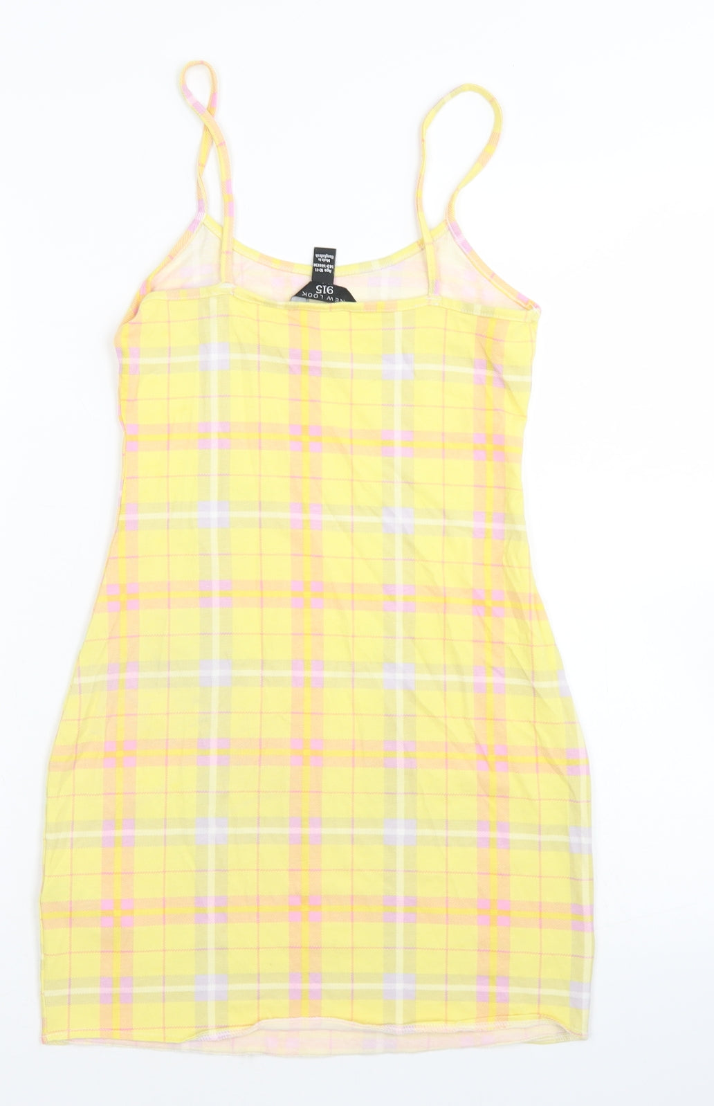 New Look Girls Yellow Plaid Cotton Pencil Dress  Size 10-11 Years  Round Neck