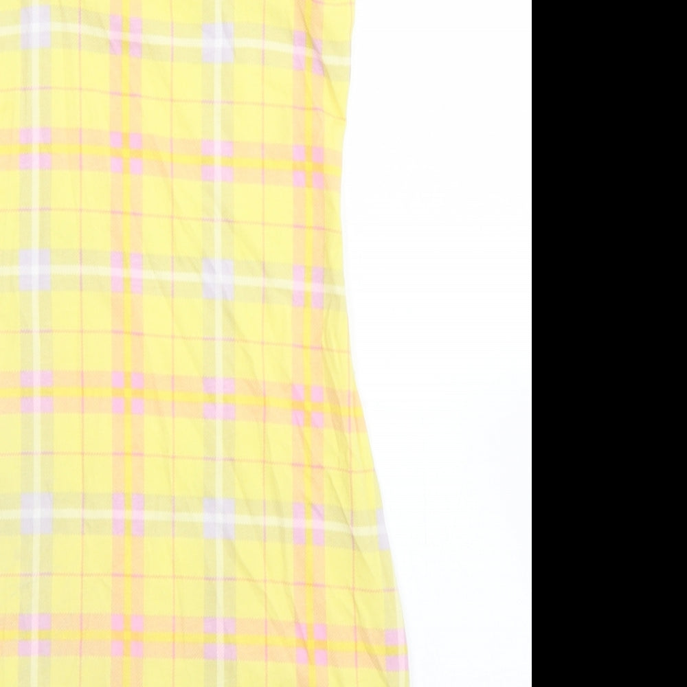 New Look Girls Yellow Plaid Cotton Pencil Dress  Size 10-11 Years  Round Neck