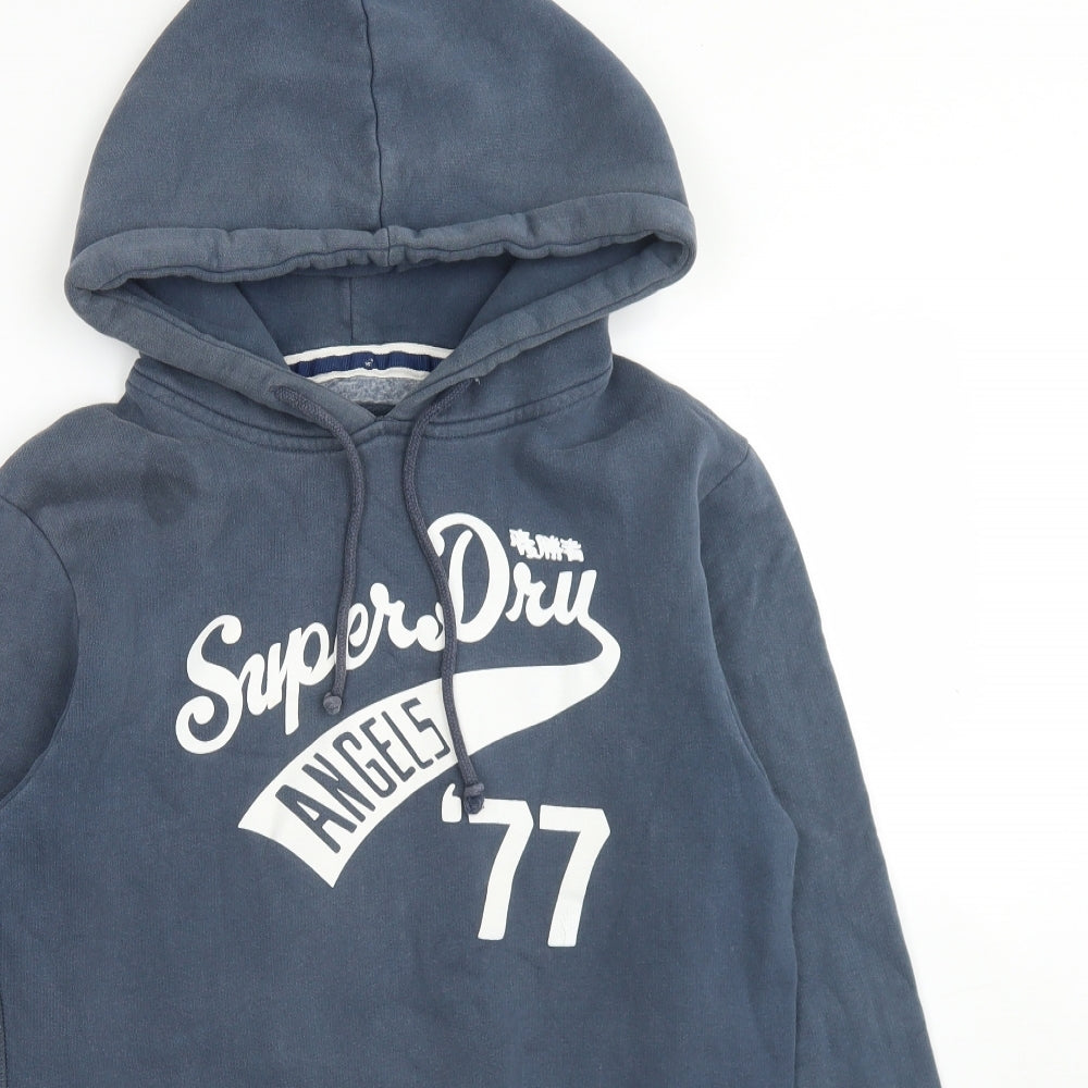 Superdry Mens Blue  Cotton Pullover Hoodie Size L