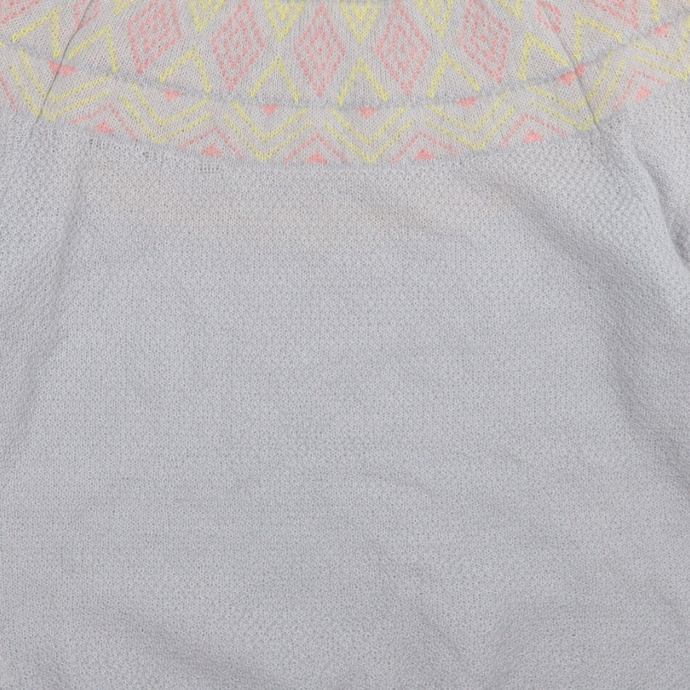 Monsoon Womens Blue Round Neck Fair Isle Nylon Pullover Jumper Size 16