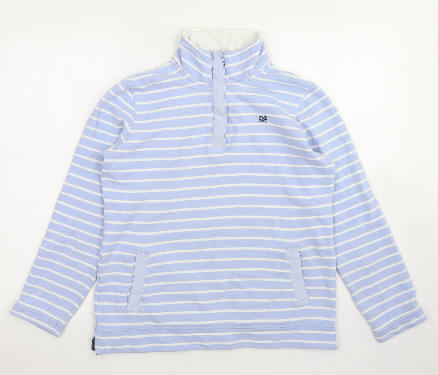 Crew Clothing Womens Blue Striped Cotton Pullover Sweatshirt Size 10