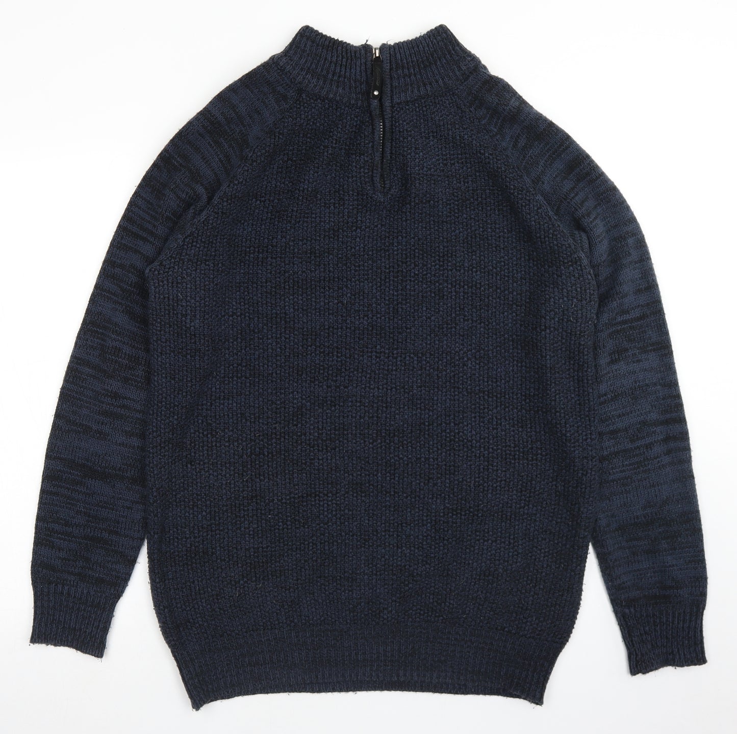 Peacocks Mens Blue Mock Neck  Acrylic Pullover Jumper Size L