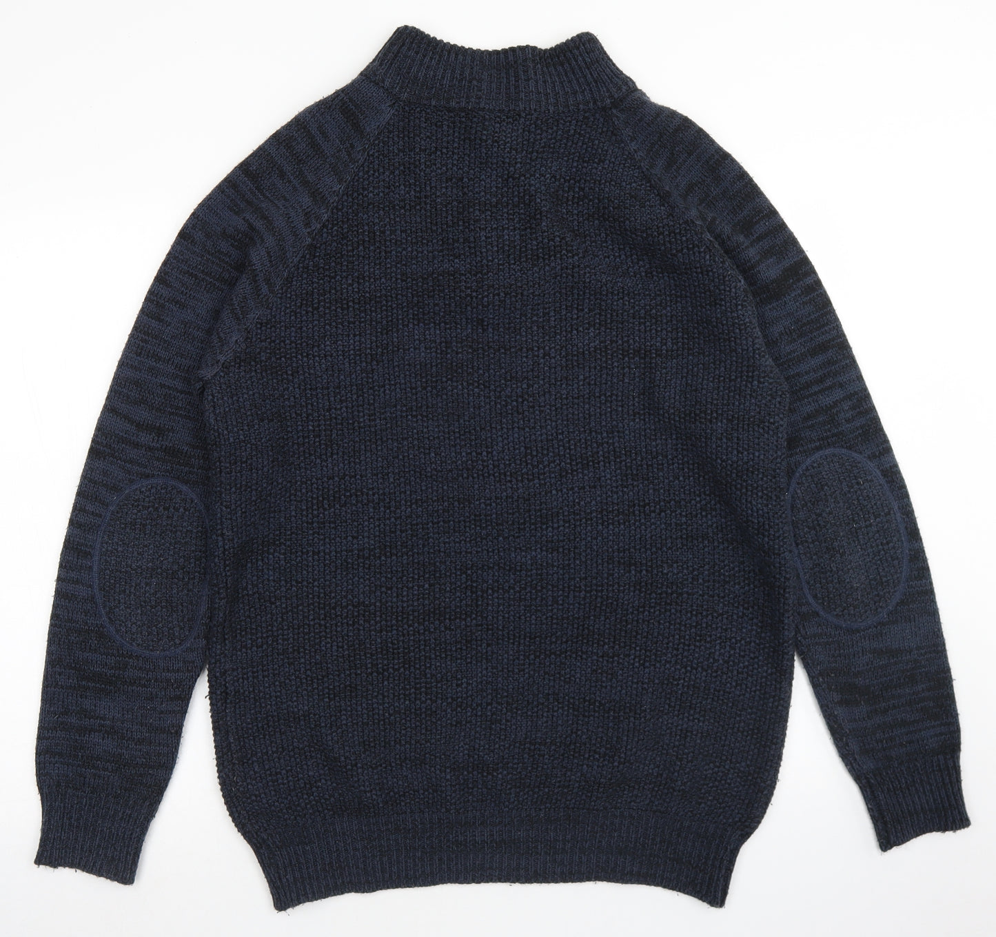 Peacocks Mens Blue Mock Neck  Acrylic Pullover Jumper Size L