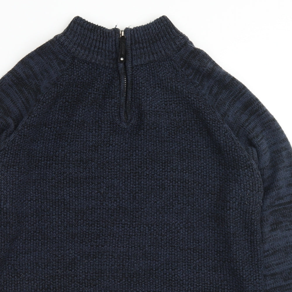 Peacocks Mens Blue Mock Neck  Acrylic Pullover Jumper Size L