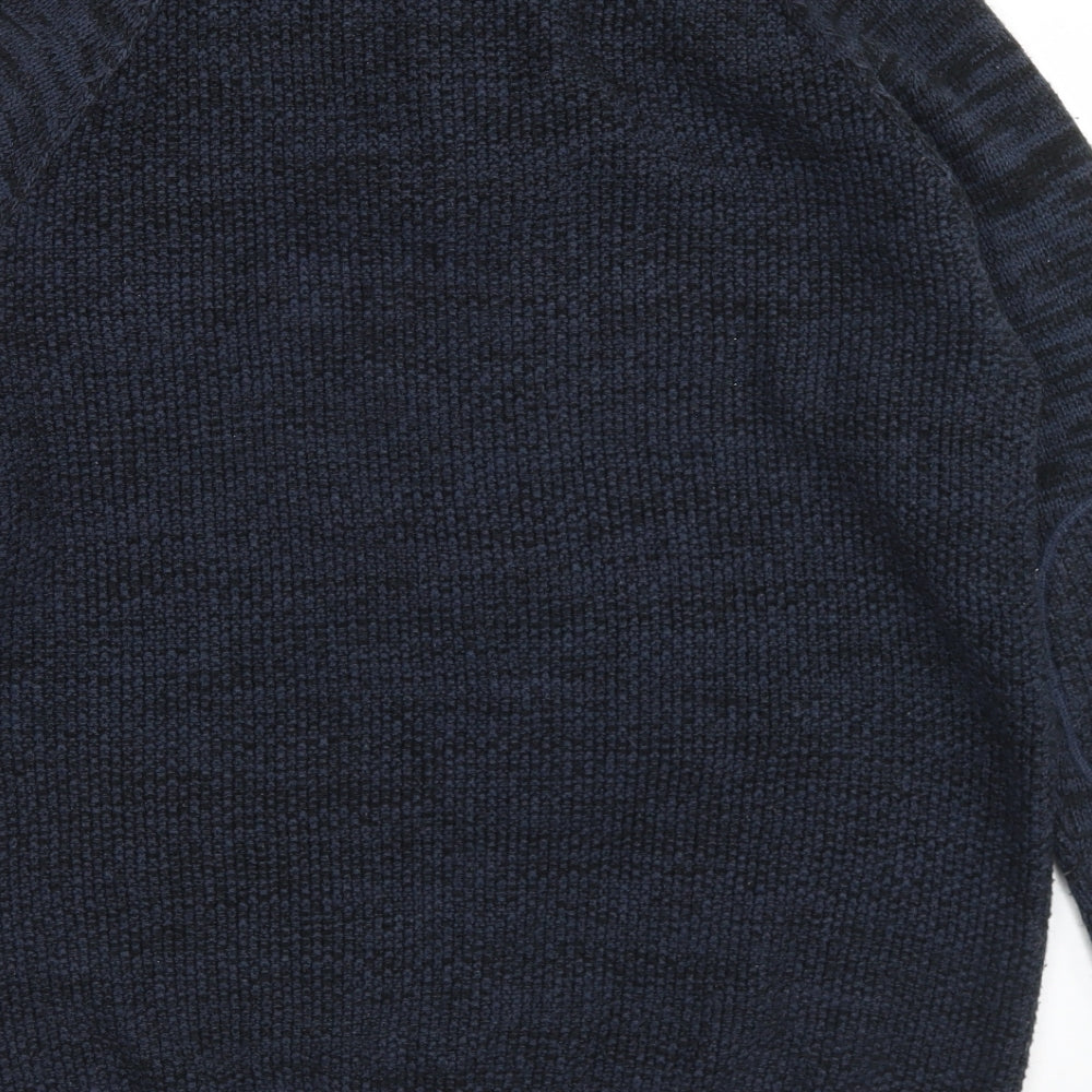 Peacocks Mens Blue Mock Neck  Acrylic Pullover Jumper Size L
