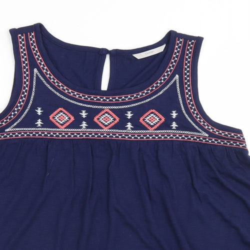 George Womens Blue  Polyester Basic Tank Size 14 Round Neck