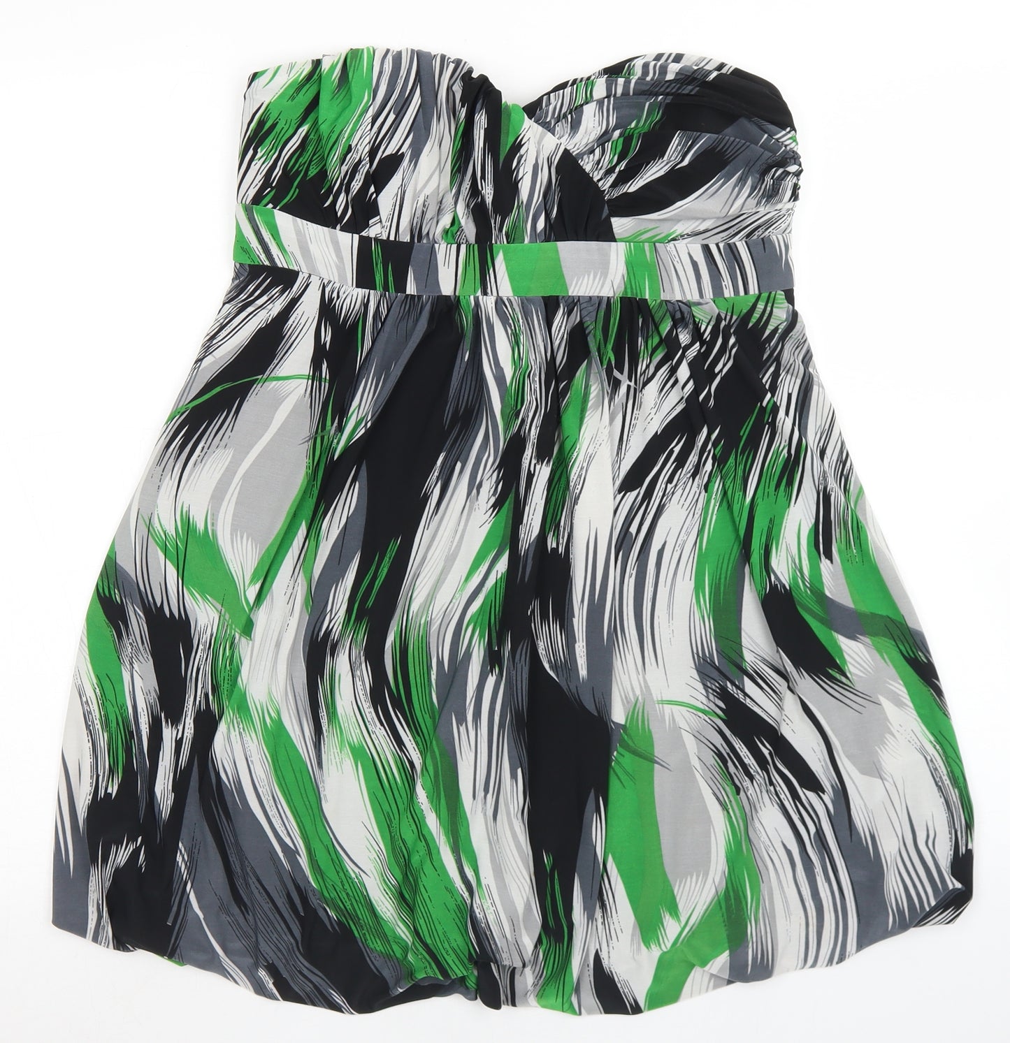Heaven Womens Green Geometric Polyester Mini  Size 14  Sweetheart