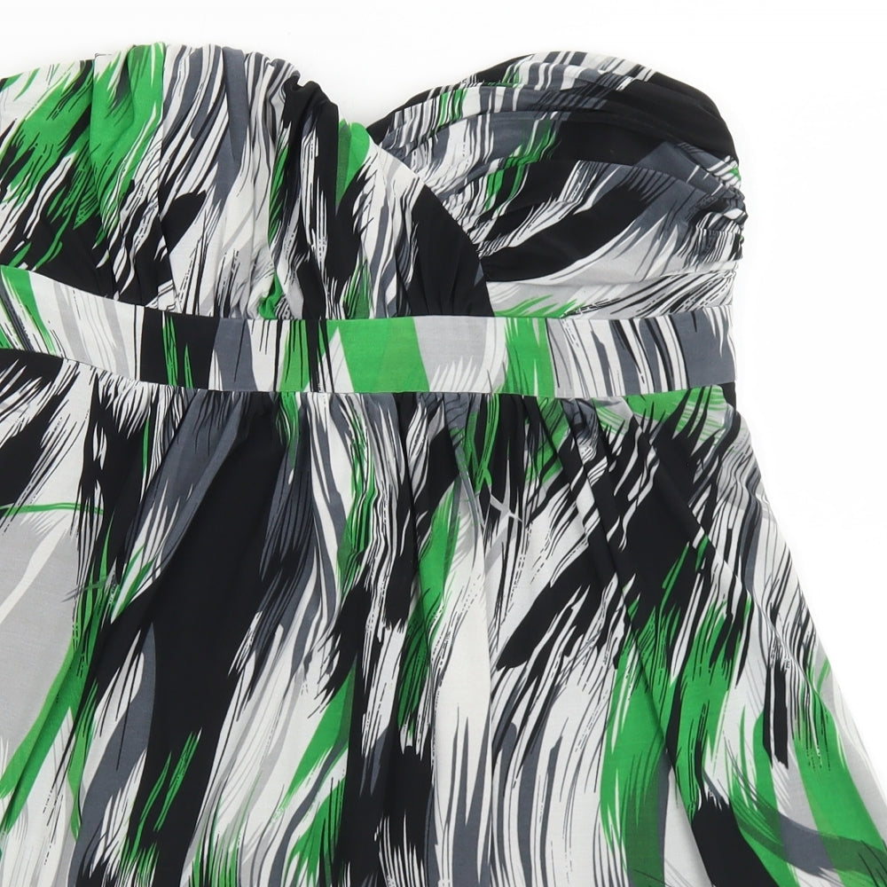 Heaven Womens Green Geometric Polyester Mini  Size 14  Sweetheart