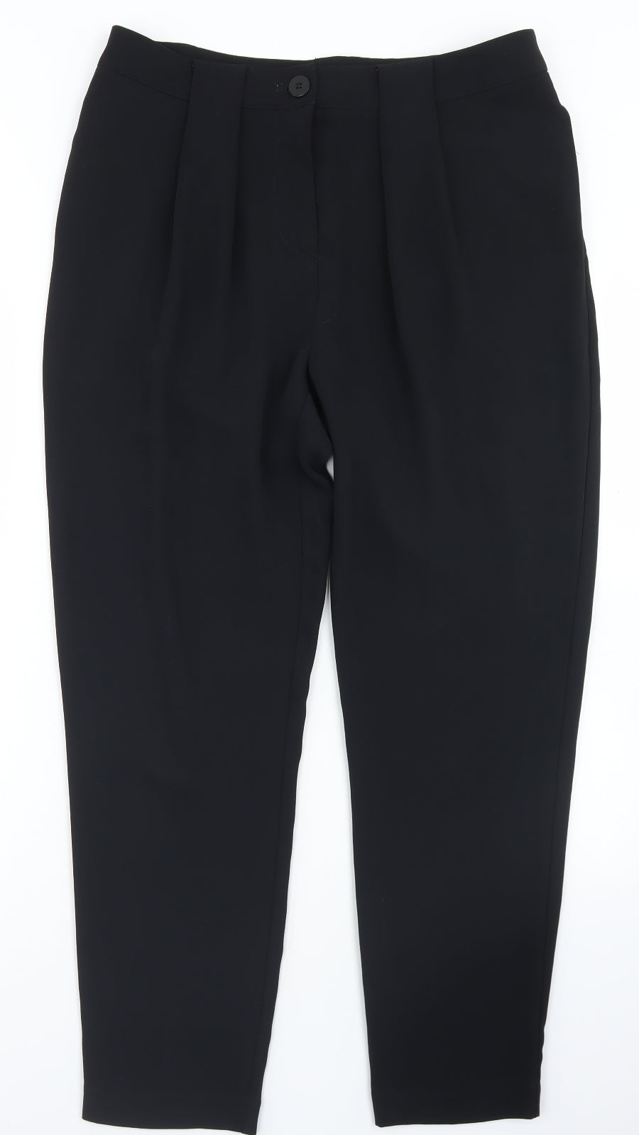 F&F Womens Black  Polyester Dress Pants Trousers Size 12 L26 in Regular Hook & Eye
