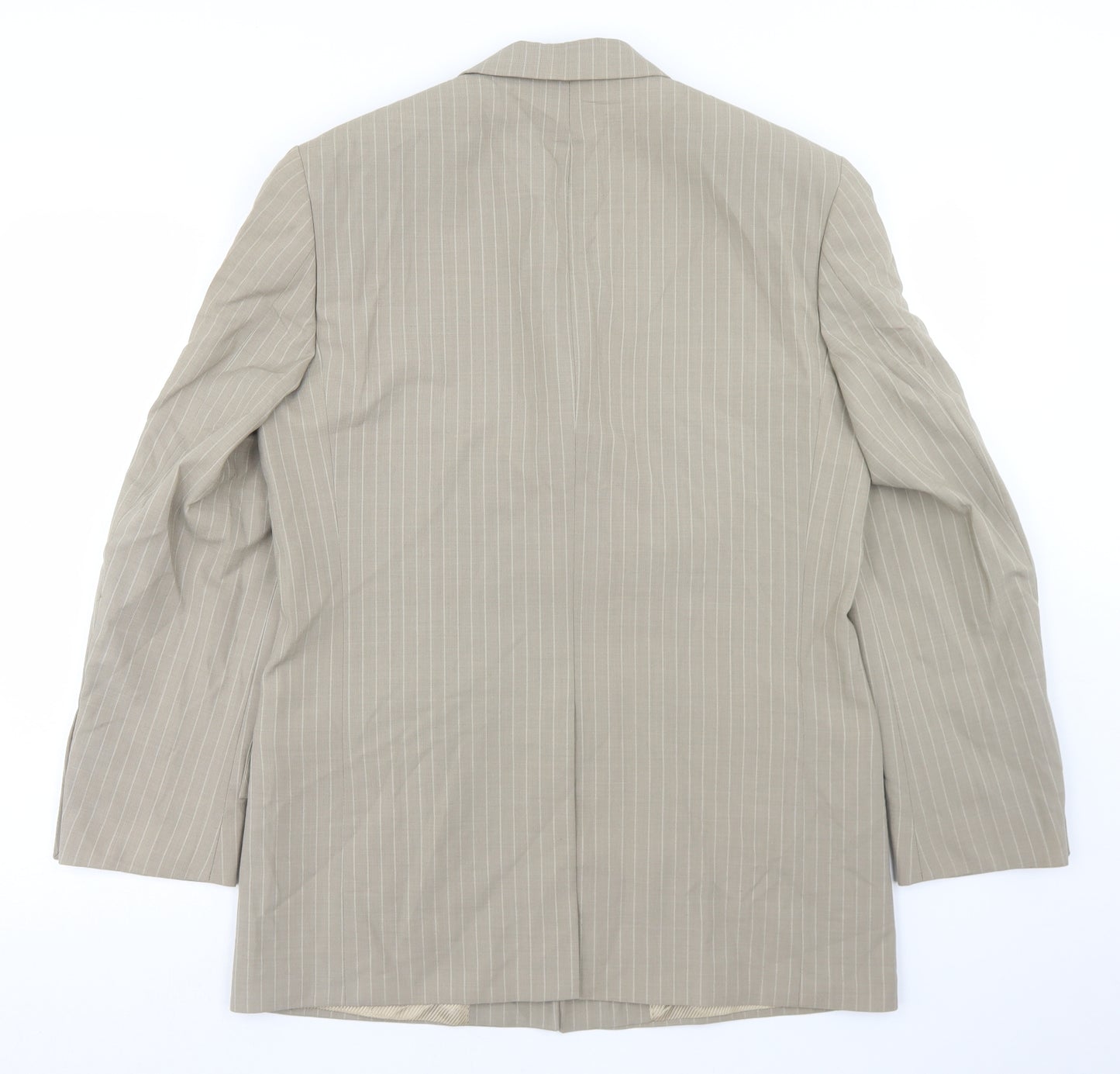 Masterhand Mens Beige Striped Wool Jacket Blazer Size 36