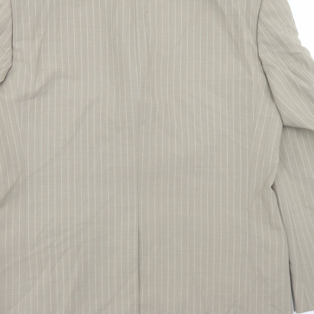 Masterhand Mens Beige Striped Wool Jacket Blazer Size 36