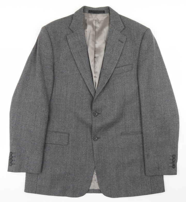 Preworn Mens Grey Polyester Jacket Blazer Size 40