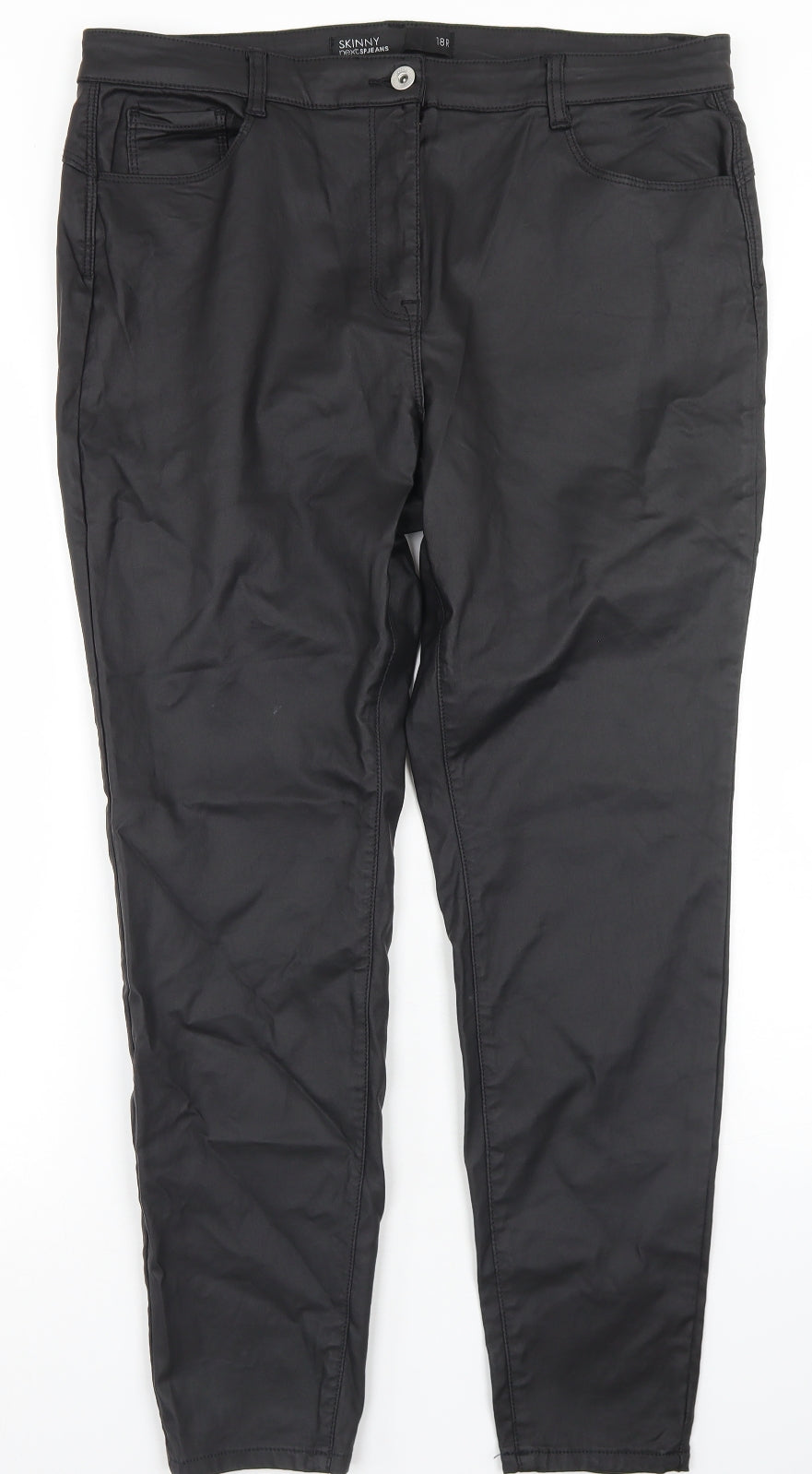 NEXT Womens Black  Viscose Skinny Jeans Size 18 L27 in Regular Button