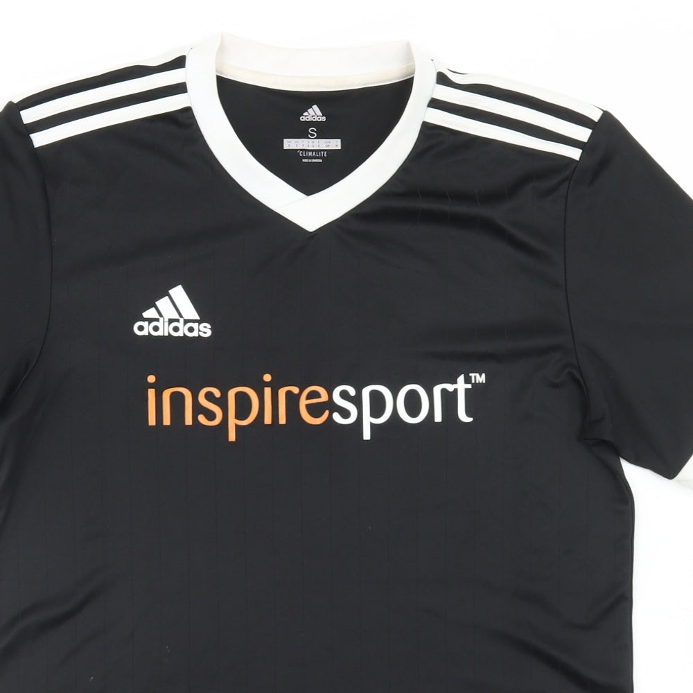 adidas Mens Black  Polyester Basic T-Shirt Size S V-Neck