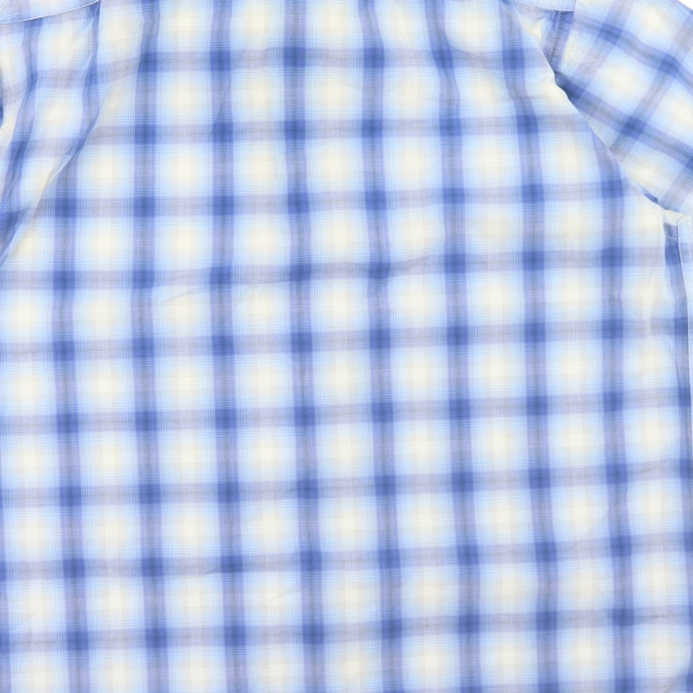 Kickers Mens Blue Plaid Cotton  Button-Up Size L Collared Button