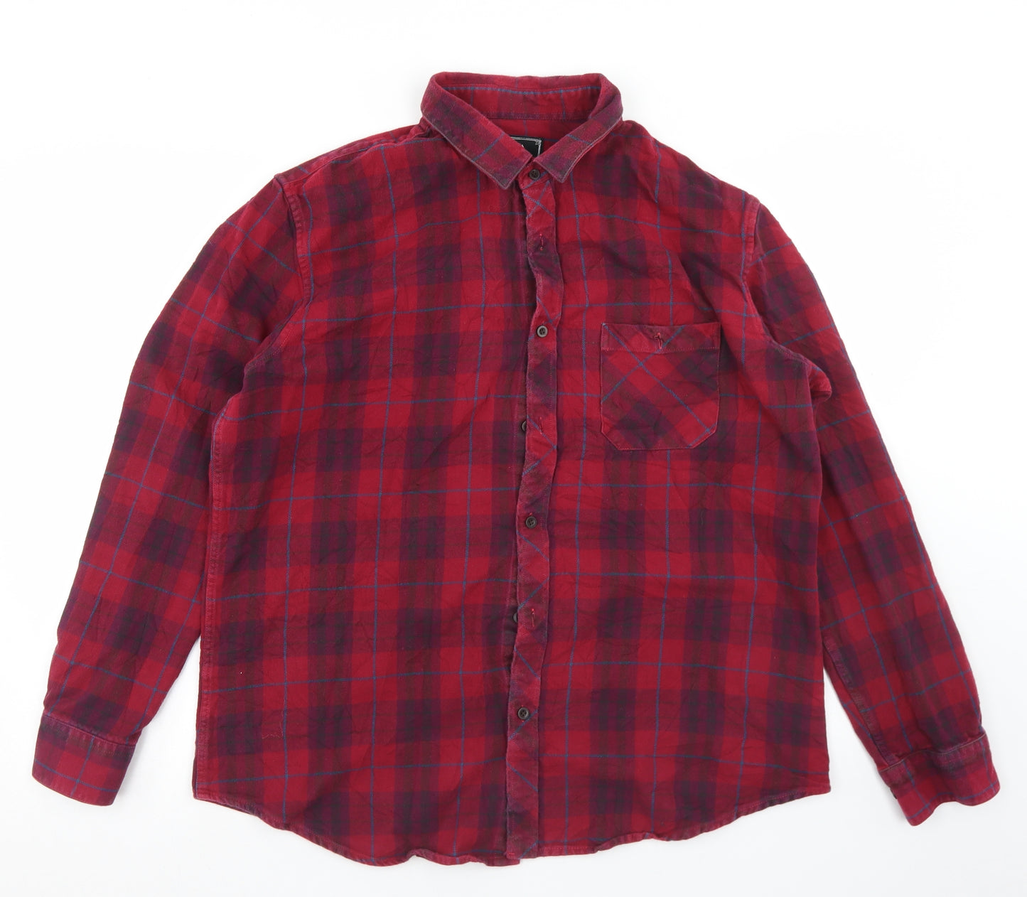 John Partridge Mens Red Plaid Cotton  Button-Up Size XL Collared Button