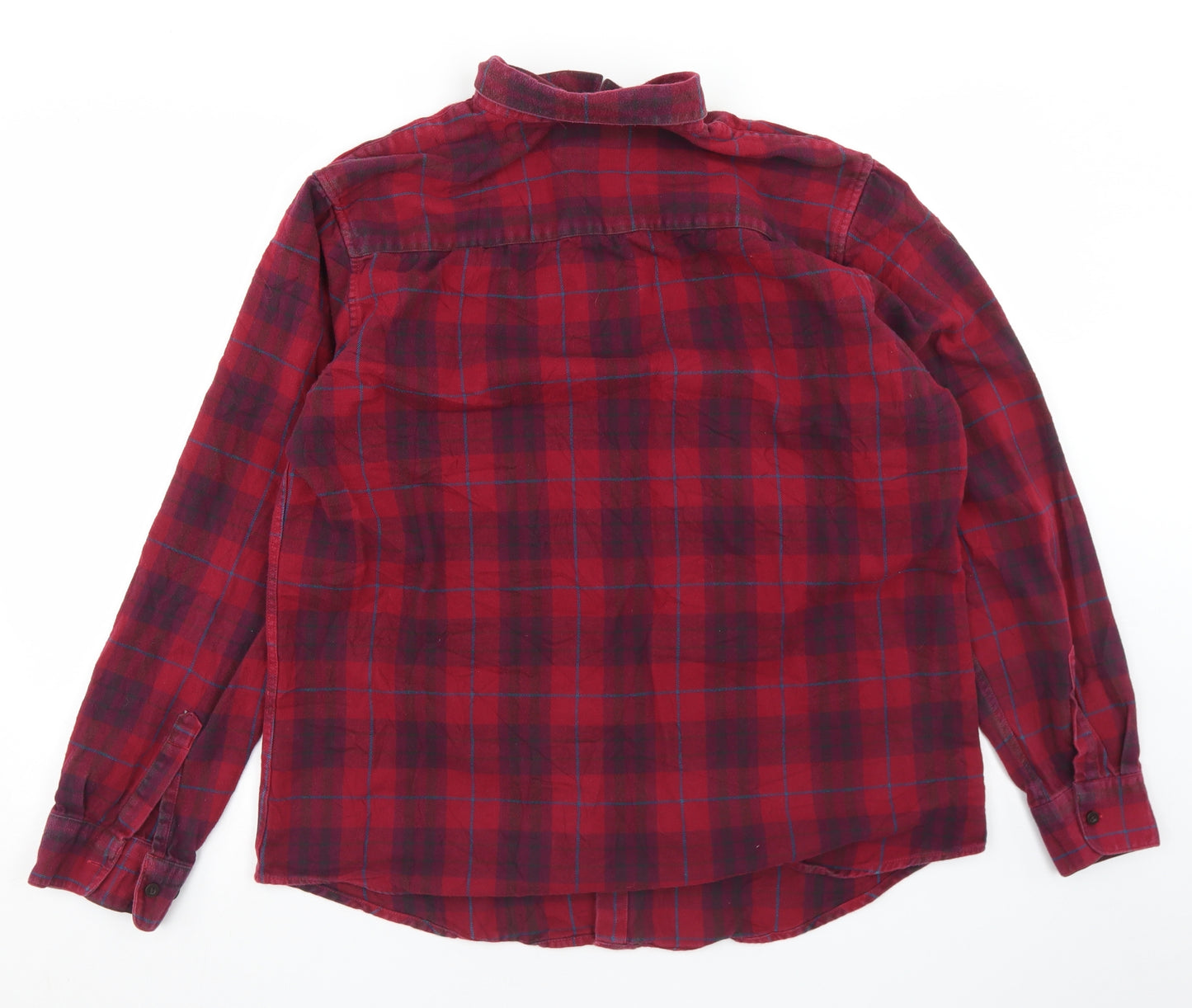 John Partridge Mens Red Plaid Cotton  Button-Up Size XL Collared Button