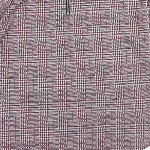 Primark Womens Purple Houndstooth Polyester Basic T-Shirt Size 2XS Round Neck
