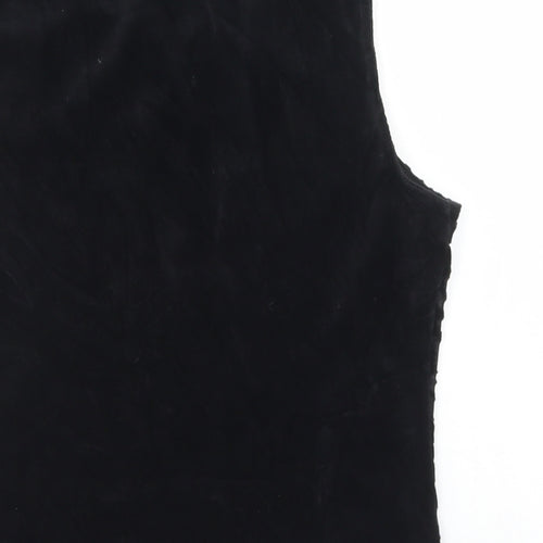 Marks and Spencer Womens Black Floral Cotton Cropped Tank Size 14 Round Neck