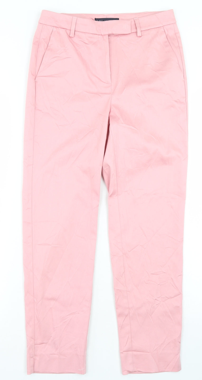 Marks and Spencer Womens Pink  Cotton Chino Trousers Size 8 L24 in Regular Hook & Eye