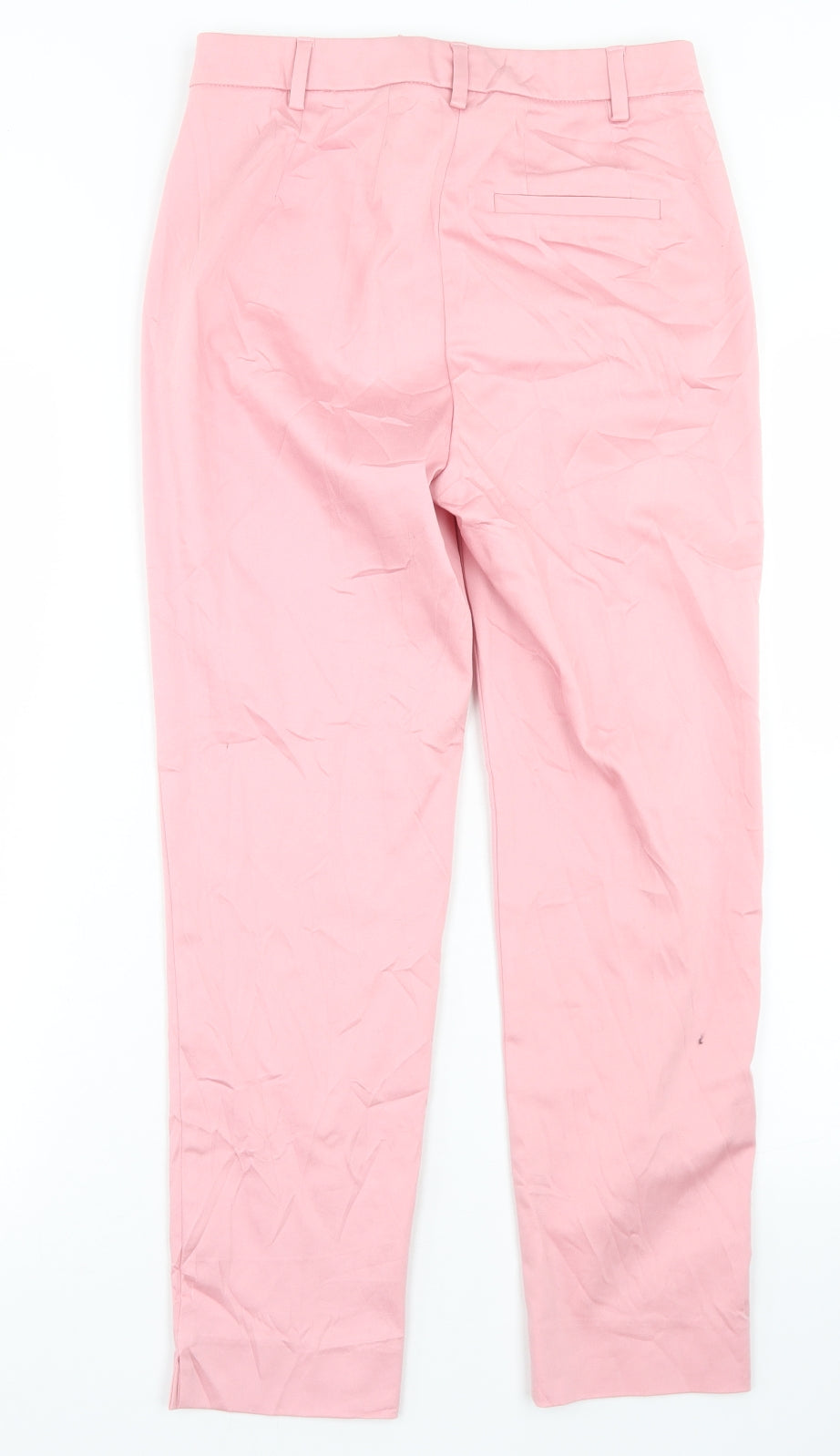 Marks and Spencer Womens Pink  Cotton Chino Trousers Size 8 L24 in Regular Hook & Eye