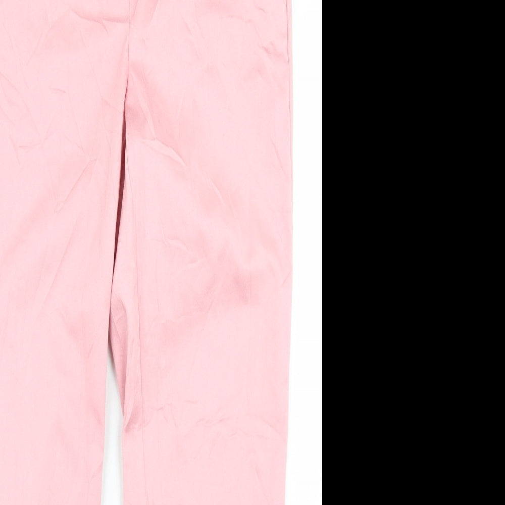 Marks and Spencer Womens Pink  Cotton Chino Trousers Size 8 L24 in Regular Hook & Eye