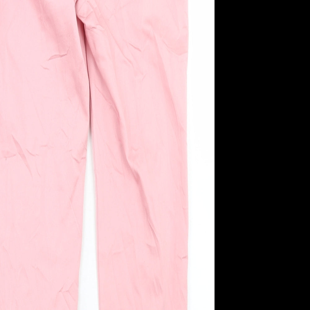 Marks and Spencer Womens Pink  Cotton Chino Trousers Size 8 L24 in Regular Hook & Eye