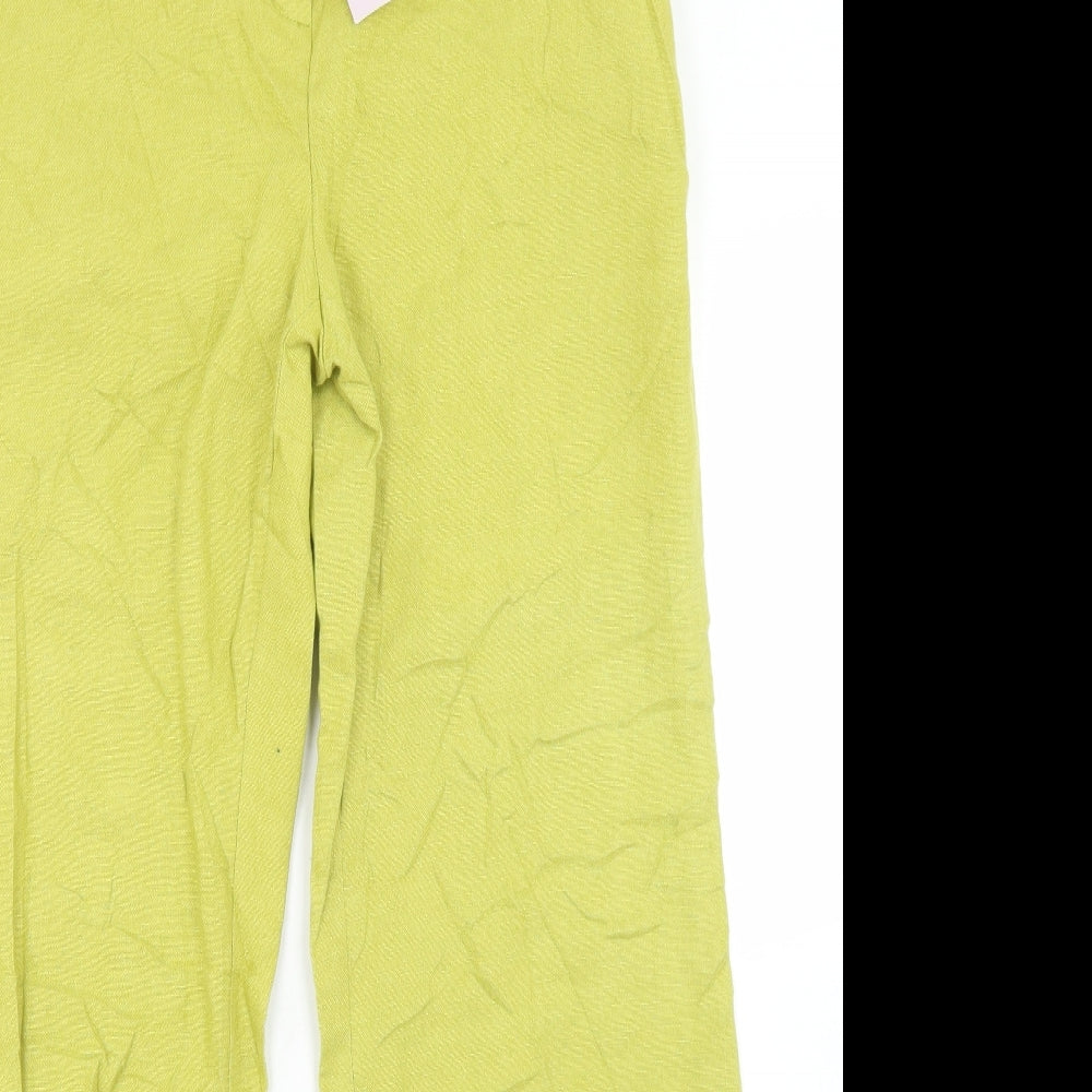Per Una Womens Yellow  Linen Trousers  Size 12 L29 in Regular Button