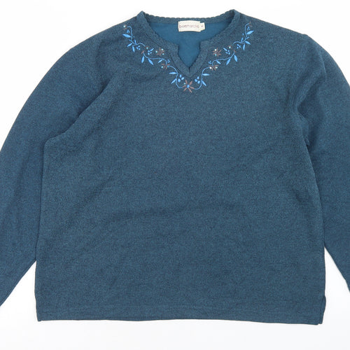 Bonmarché Womens Blue  Polyester Basic T-Shirt Size M Round Neck