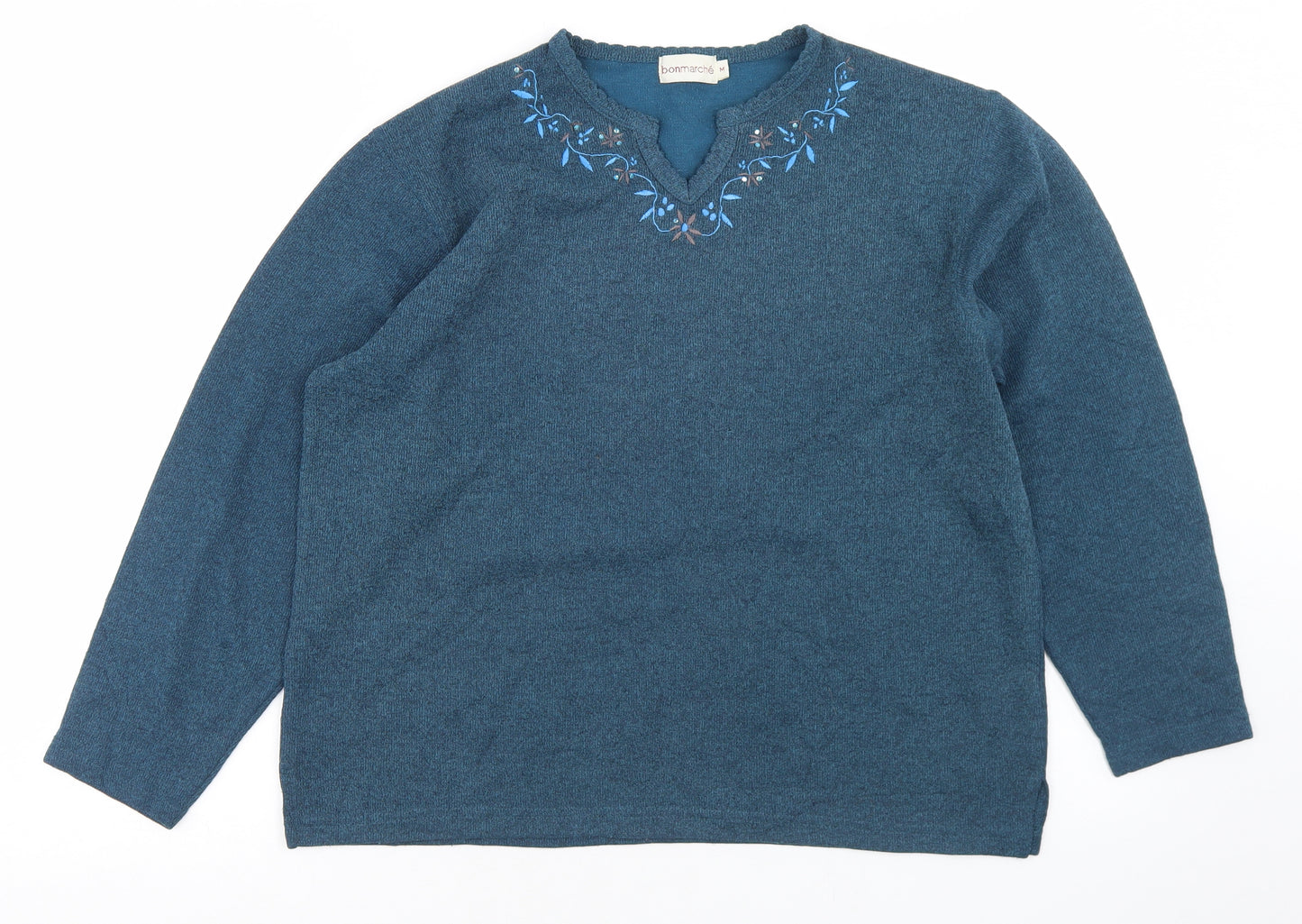 Bonmarché Womens Blue  Polyester Basic T-Shirt Size M Round Neck